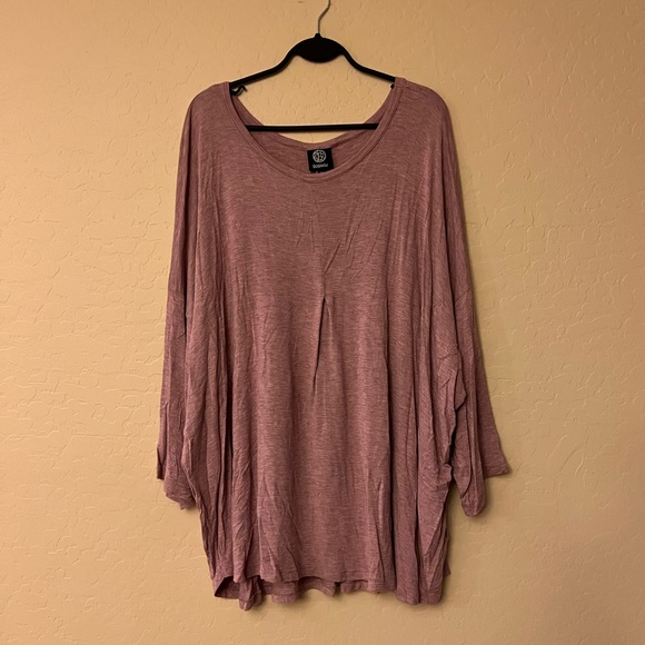 Bobeau Blush Pink Blended Stripe Print Stretchy Rayon Top - Picture 5 of 14